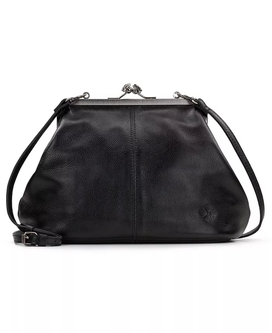 Classic Kiss-lock Closure Adorned Leather Bag